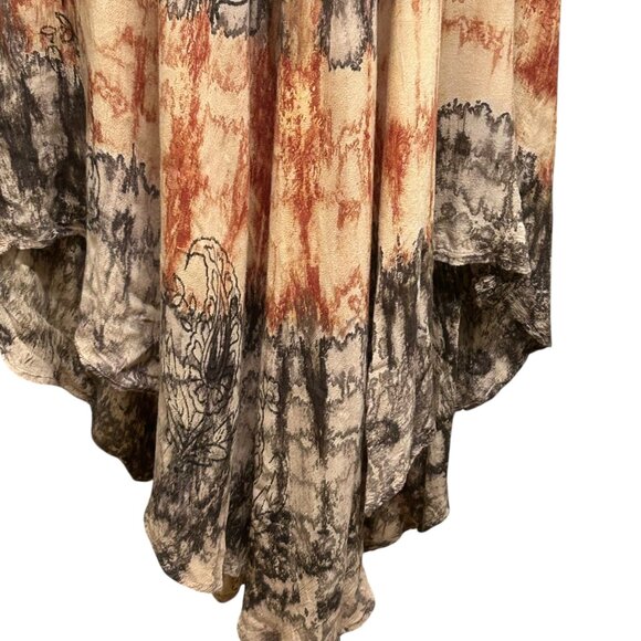 Papa Orange Brown Batik Style Pattern Tie Dye Flowy Resort Wear Dress Size OS - Picture 3 of 6
